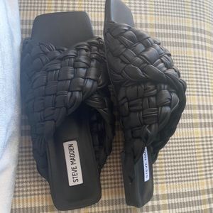 NWOB Steve Madden Marina Slides: Blk Sz 7.5